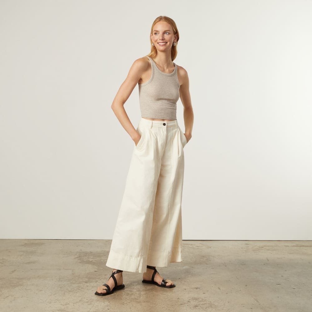 Everlane The Tourist Pant High Waist Bone White Wide Leg Cotton Linen 8 - Picture 3 of 13